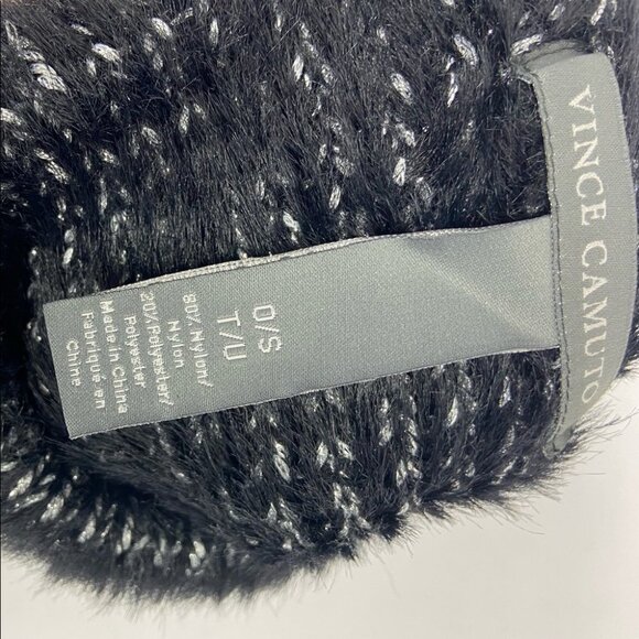 NEW Nordstrom Vince Camuto Black Silver Metallic Knit‎ Beanie Toque Winter Hat - Picture 4 of 8